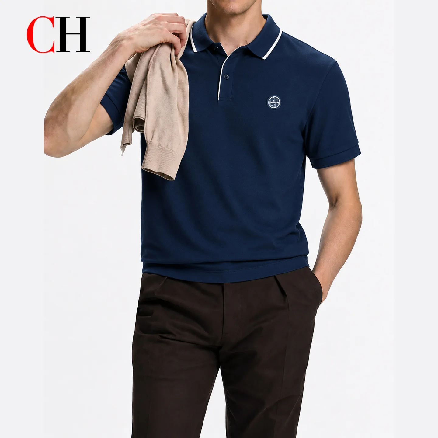 CH Men Single White Tipped Col - огляд і ціна Golf Equipment Logo